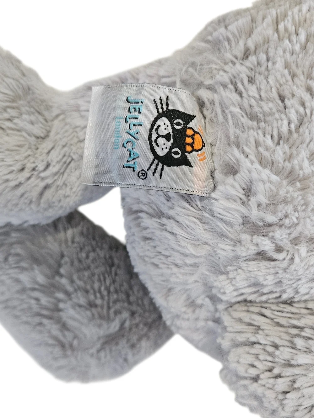 Jellycat Bushfull Bunny Plush Gray Striped Ear Detail 16
